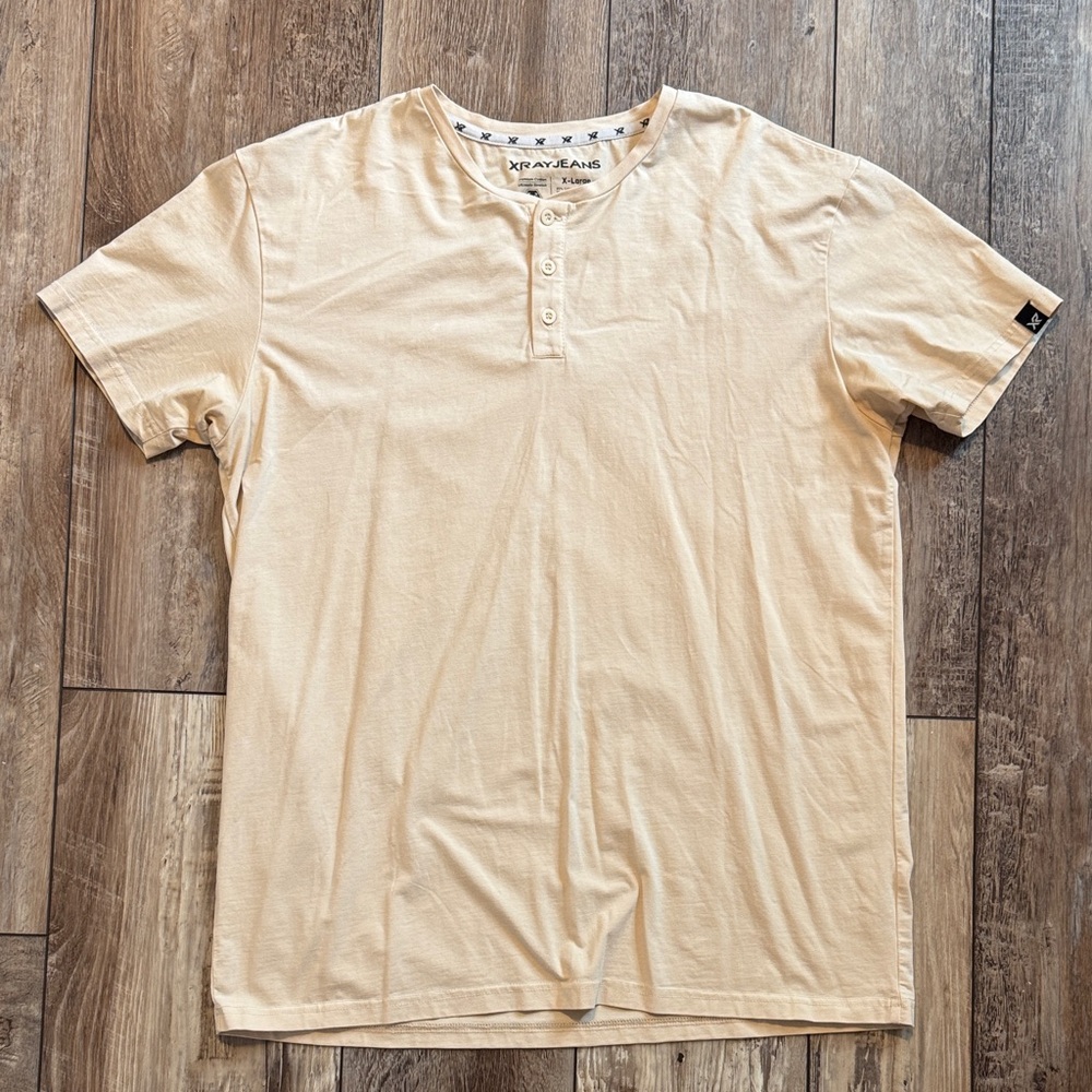 Xray Jeans Men's Beige Henley Tee